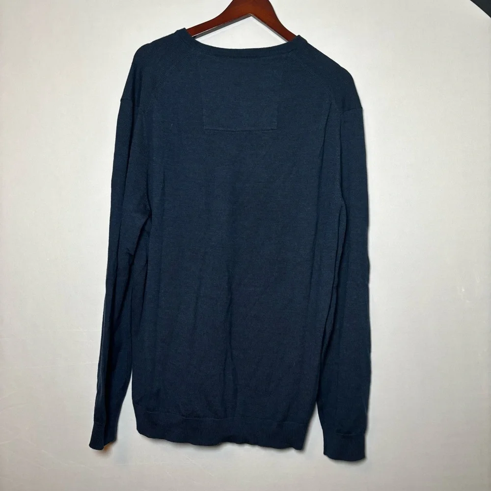 Calvin Klein Men’s Merino Wool Classic Navy V-Neck Men's Sweater Sz XXL